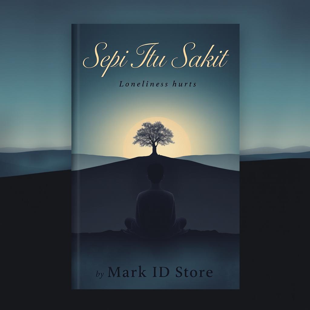 A book cover design for a novel titled 'Sepi Itu Sakit' (Loneliness Hurts) by Mark ID Store, featuring a melancholic yet evocative scene