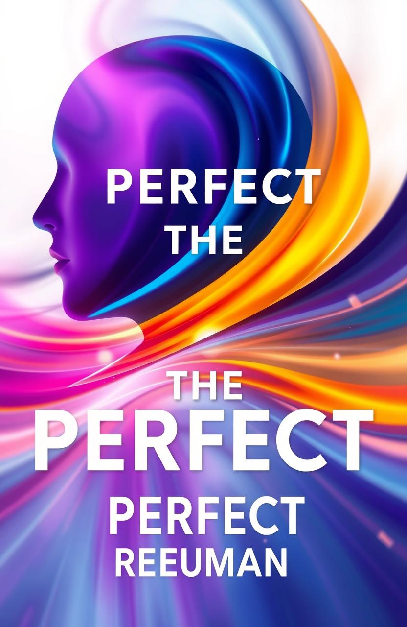 A striking and dynamic abstract design symbolizing the concept of 'Perfect the Human'
