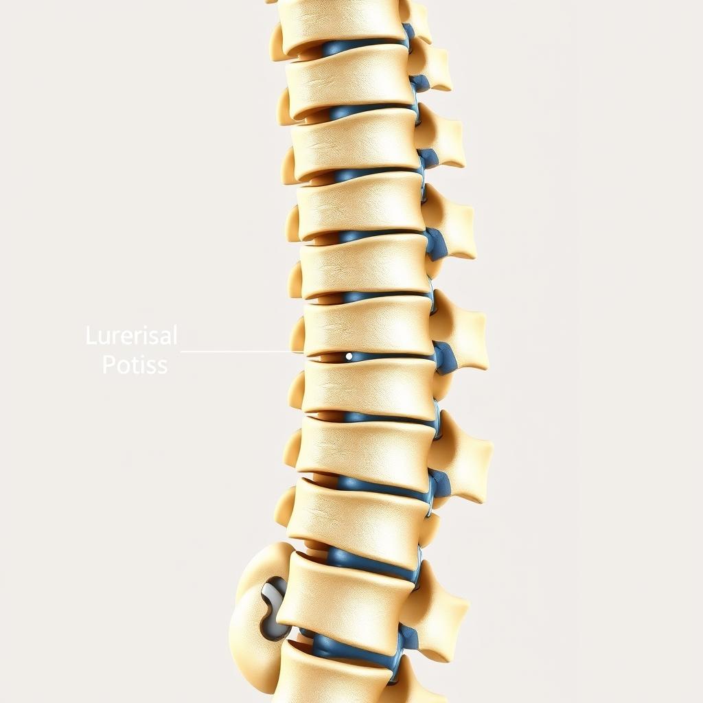 An anatomical illustration depicting a lumbar spine with a focus on the L4/L5 intervertebral disc