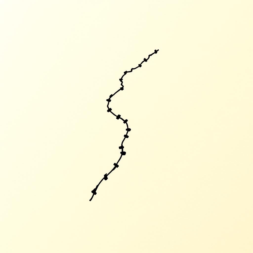 A close-up illustration of an incomplete line in a creative design, featuring beige textured paper as the background