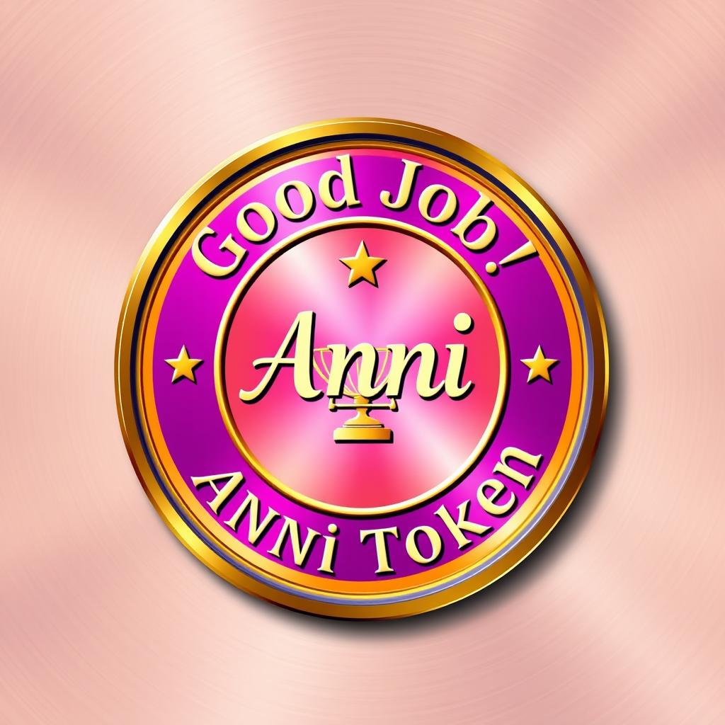 A round token design featuring the text "Good Job! Anni Token" elegantly circling the perimeter