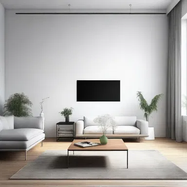 The minimalist living room had only ane piece of art on the wall.