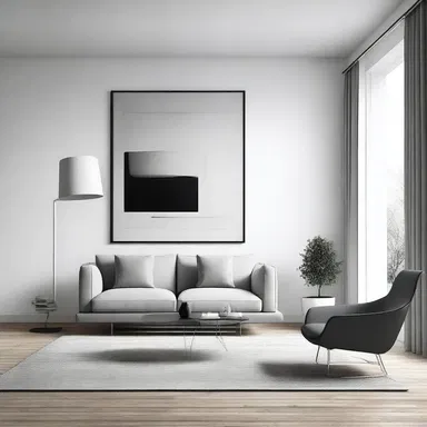 The minimalist living room had only ane piece of art on the wall.