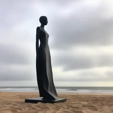 The artist created a breathtaking sculpture of ane, lone figure standing tall.