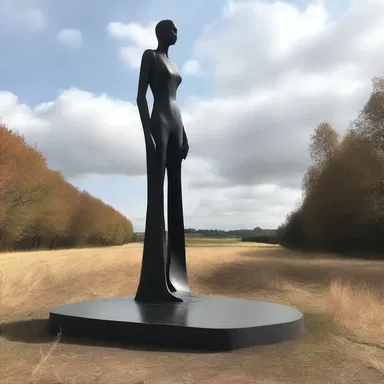 The artist created a breathtaking sculpture of ane, lone figure standing tall.