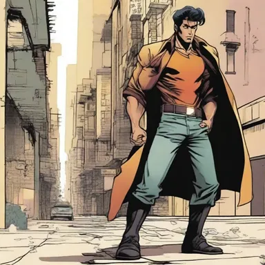 The comic book featured a thrilling adventure of a lone hero in ane urban setting.