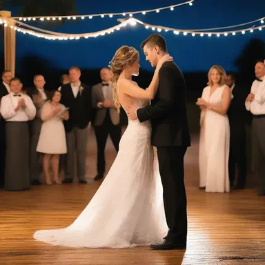 Under the starlit sky, the couple shared ane intimate dance at their wedding.