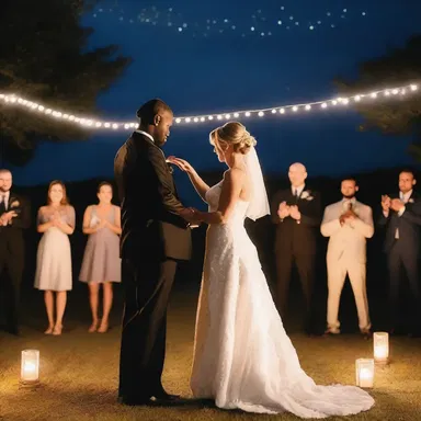 Under the starlit sky, the couple shared ane intimate dance at their wedding.