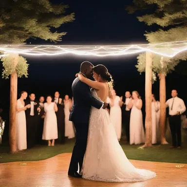 Under the starlit sky, the couple shared ane intimate dance at their wedding.
