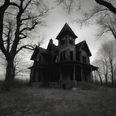 The haunted house stood as ane eerie reminder of the town's dark history.