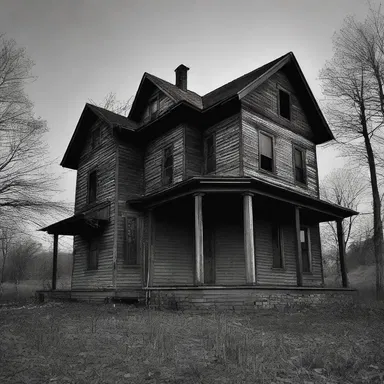 The haunted house stood as ane eerie reminder of the town's dark history.