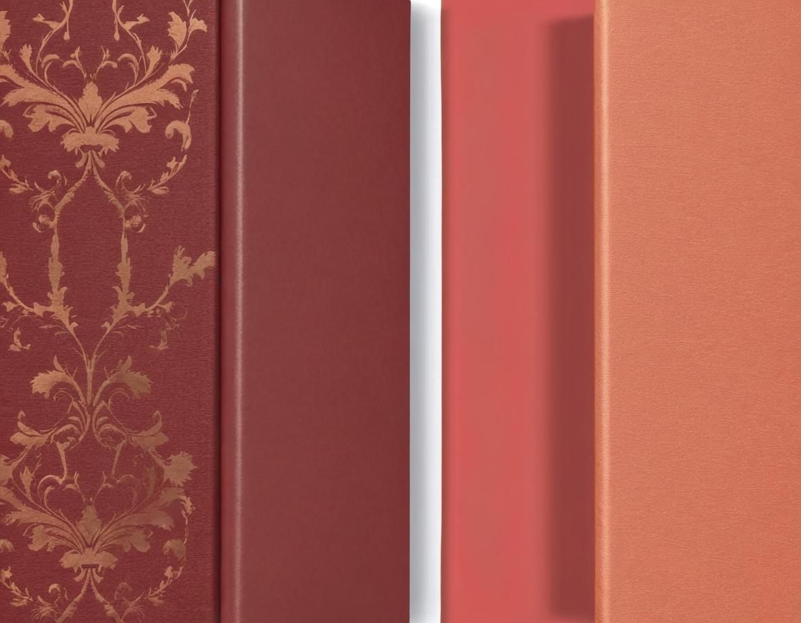 Take inspiration from the first image and replicate it in a consistent format. Use a color palette with complementary natural tones, with textures like damask or silk. Use the second image as a color reference.
Generate six realistic 3D book cover mockups that clearly show the front, spine, and back cover in different settings. The novel is called "The Red-Hot Crown," and the author is Ghassan Abou Assali. Each image should have unique backgrounds and angles. Ensure sharp details, realistic shadows, visible textures, and legible text throughout the book. Use Arabic-style font for the title and author's name.