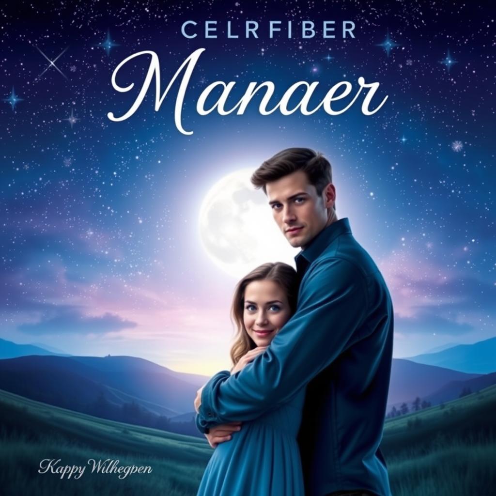 A book cover design featuring a starry night sky filled with a multitude of twinkling stars and a full moon