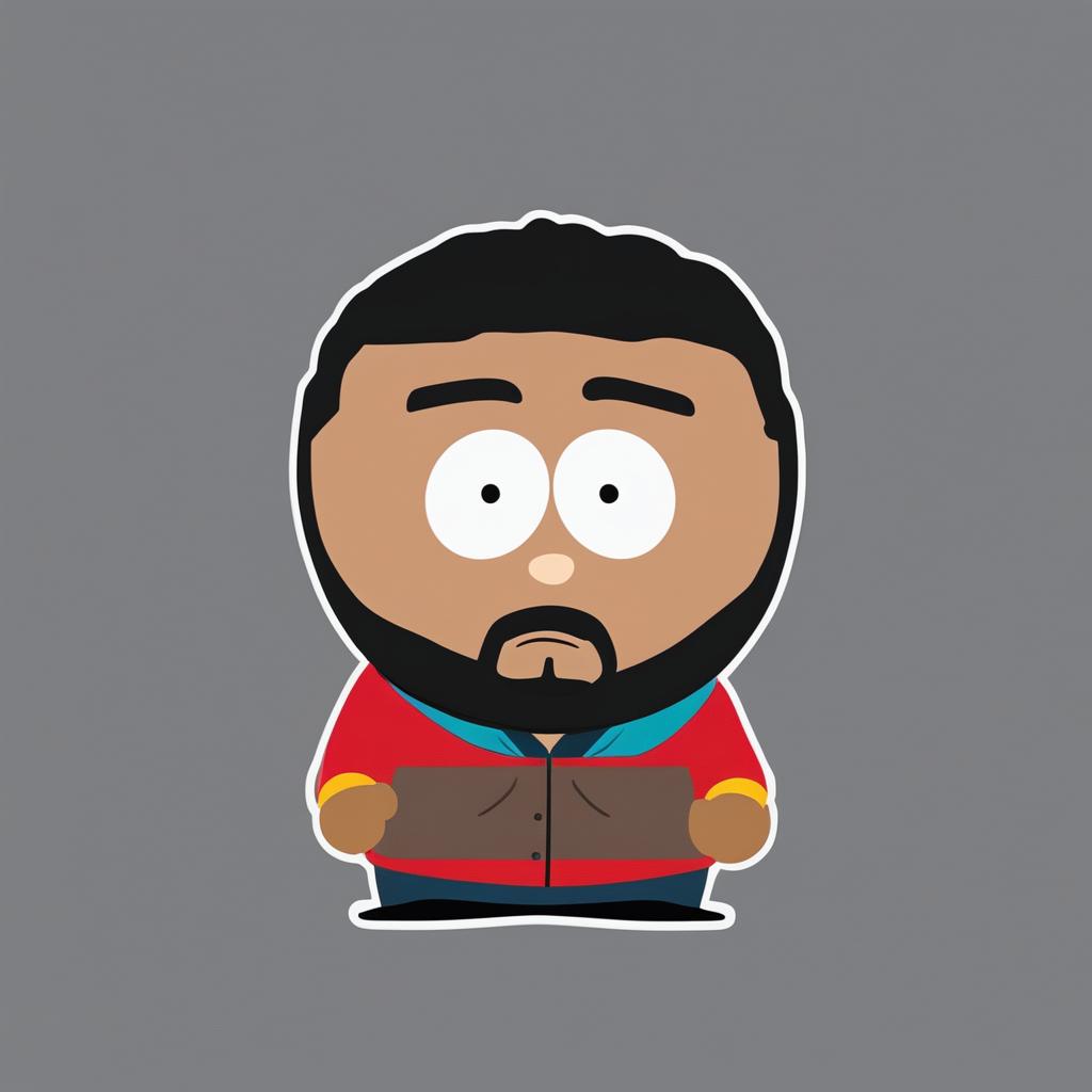 This is a high-quality digital art piece depicting Canadian rapper Drake as a South Park character, complete with the show's distinctive Canadian design including beady eyes and a flapping head