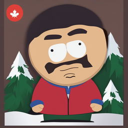 This is a high-quality digital art piece depicting Canadian rapper Drake as a South Park character, complete with the show's distinctive Canadian design including beady eyes and a flapping head