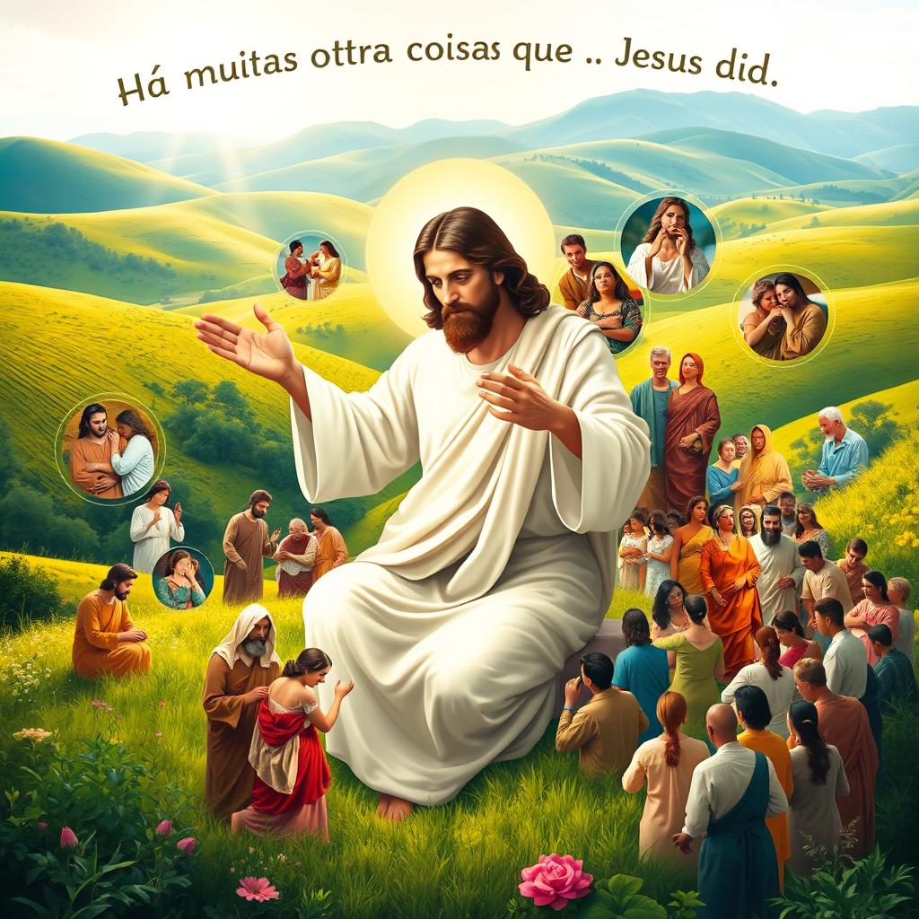 A serene and visually rich depiction inspired by the phrase "Há muitas outras coisas que Jesus fez" (There are many other things that Jesus did)