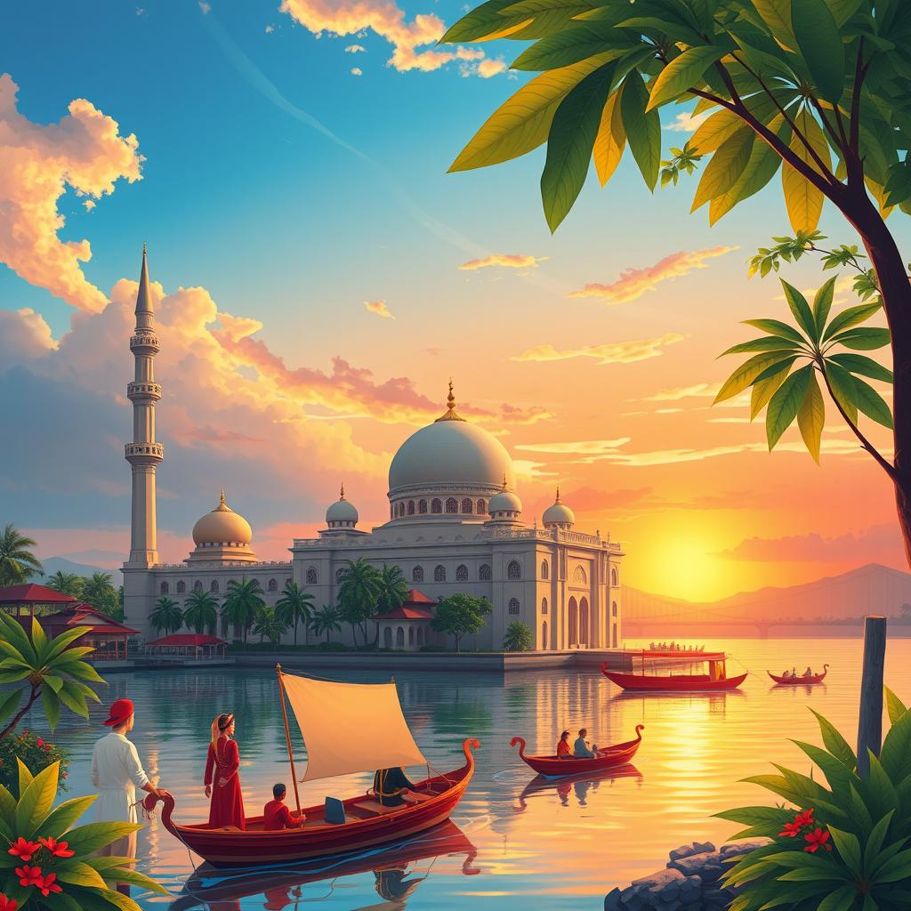 A stunning illustration depicting the unique culture and history of Brunei