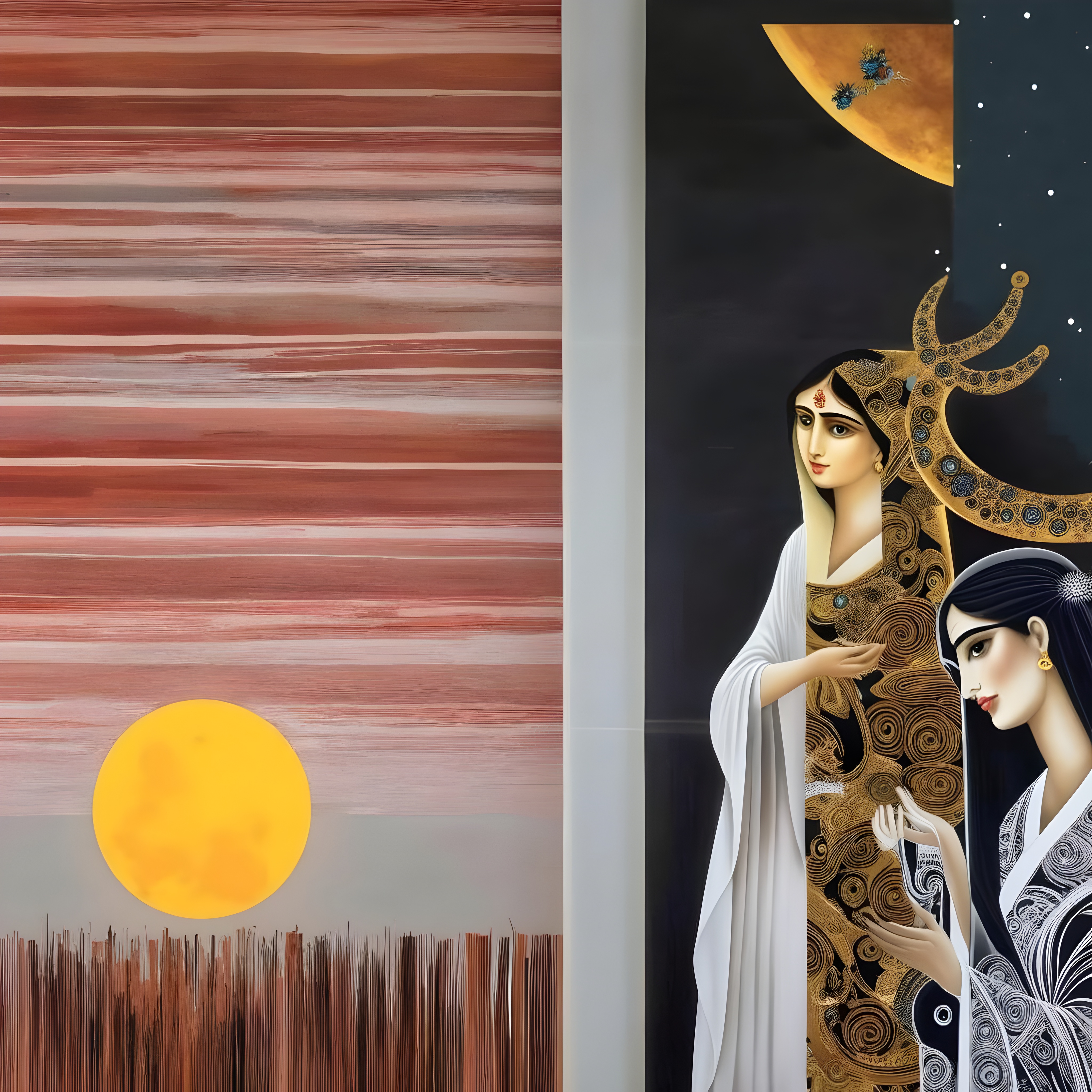 Confidence in Color: Woman by the Pillar