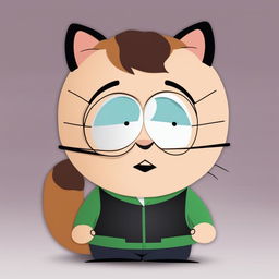 This is a high-quality digital art piece depicting Steve Jobs as a baby kitty cat in the style of a South Park character