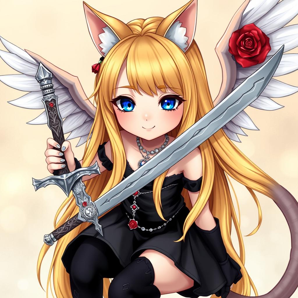 Lucy Pla, a beautiful girl with long golden hair, showcases enchanting mismatched eyes - one blue and the other red