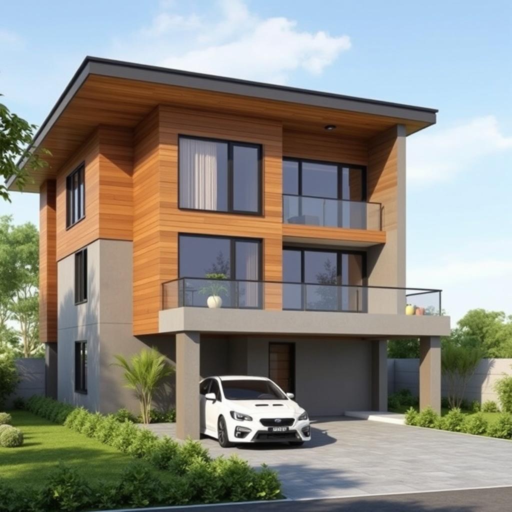 A modern two-story house with a width of 5