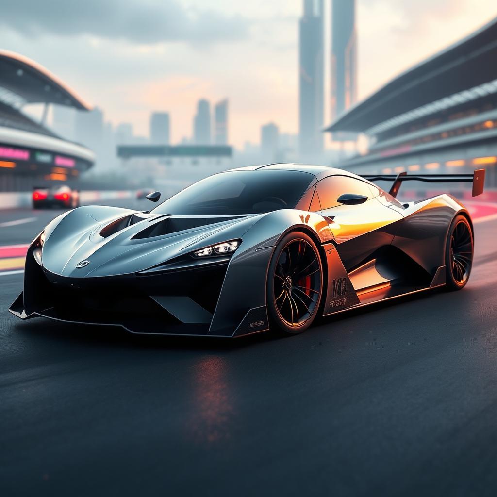A futuristic hypercar with a sleek and aerodynamic design, showcasing cutting-edge technology