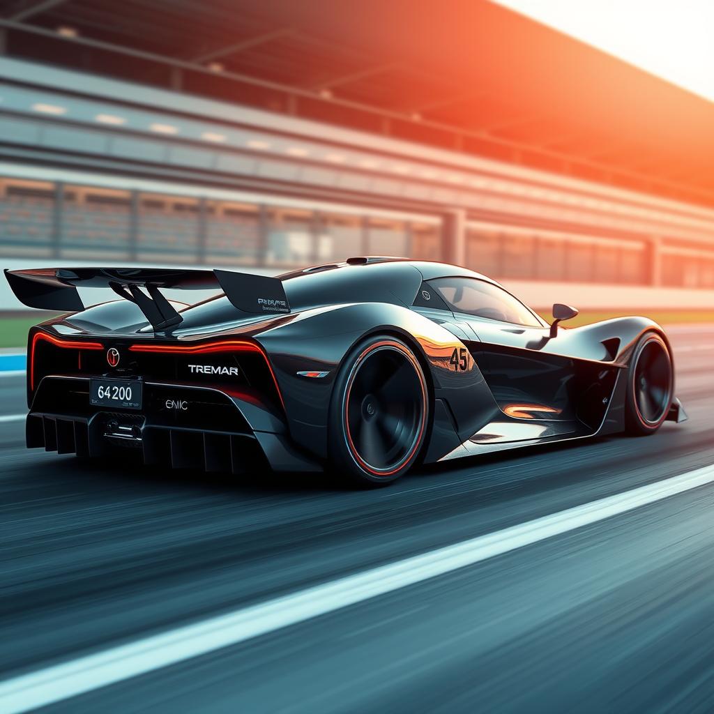 A fast, aerodynamic futuristic sports hypercar with an innovative and cutting-edge design, showcasing intense realism and high performance