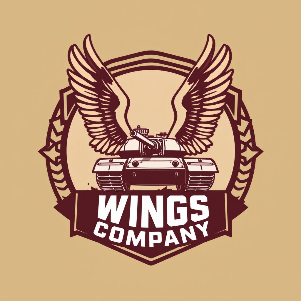 A tank featuring large, bird-like wings, dramatically positioned inside a shield-shaped badge