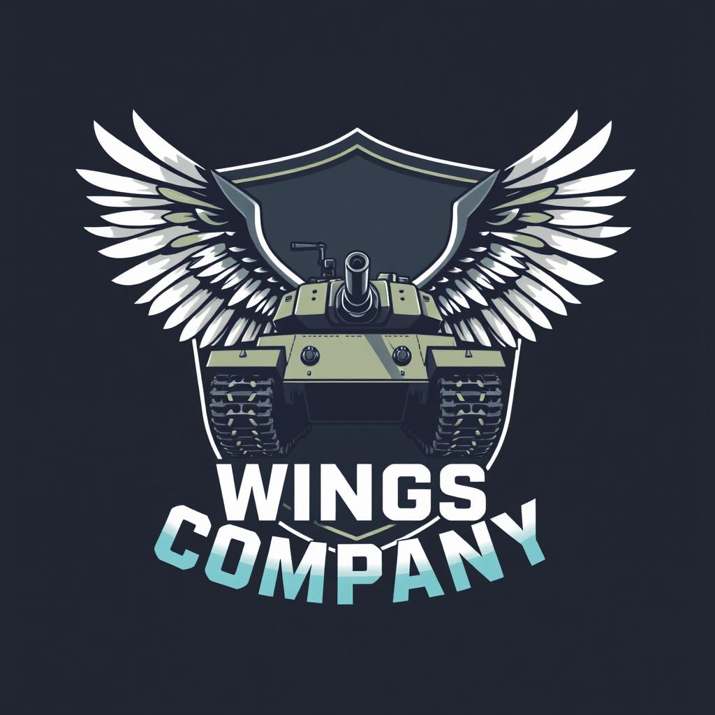 A tank with impressive bird-like wings, artistically integrated within a shield-shaped badge