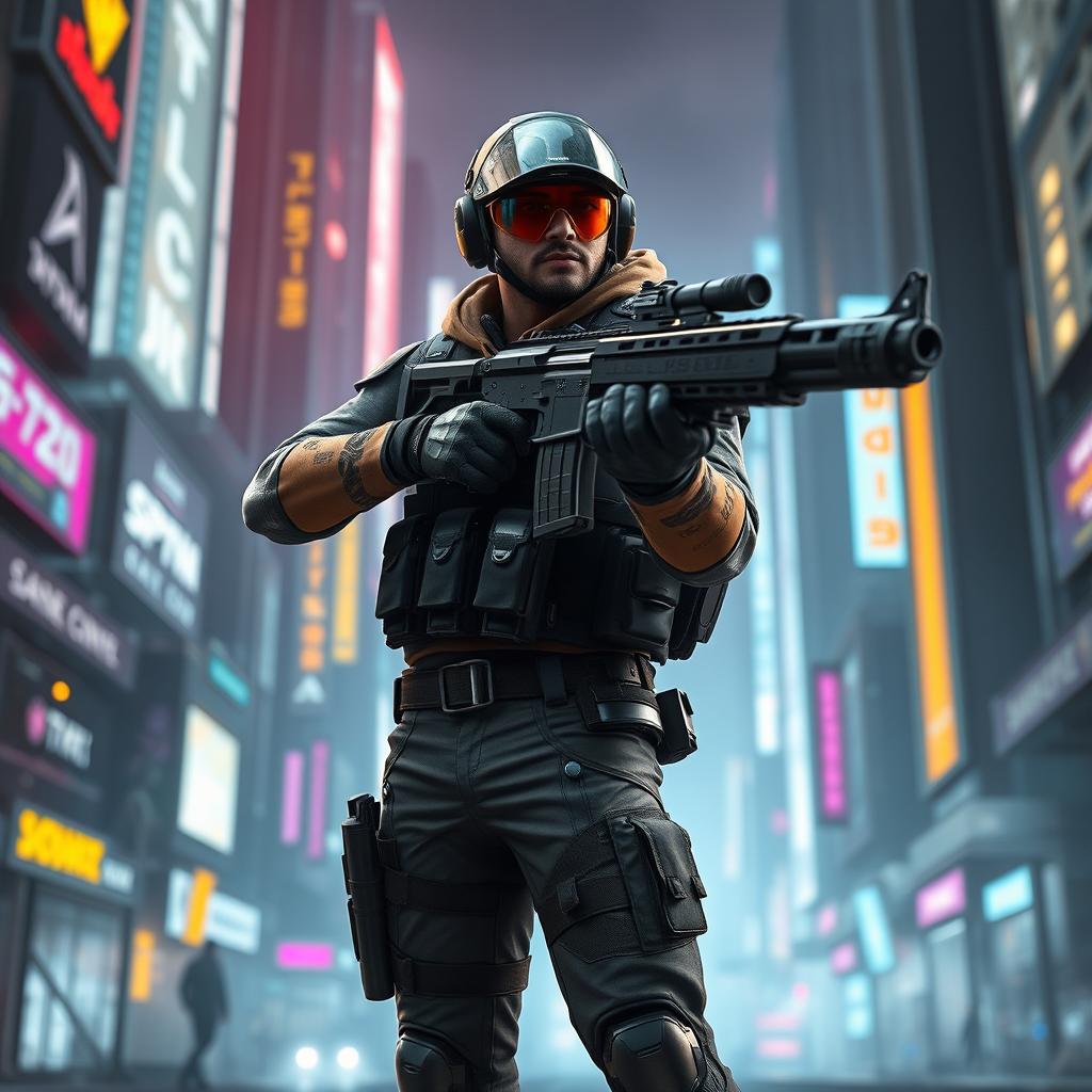A character inspired by a tactical agent from a high-tech first-person shooter game similar to Valorant