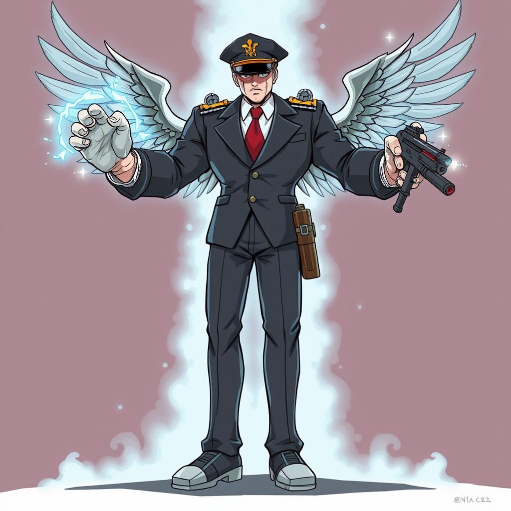 A towering figure, 12 feet tall, with a unique body type featuring no visible arms or legs; instead, he has circular, floating hands and feet that are metal-plated for devastating kicks