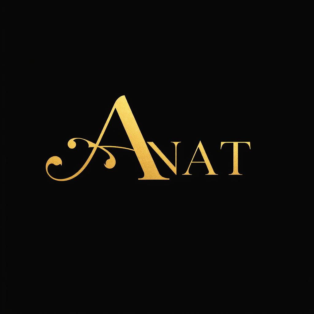 An elegant gold logo designed for a nails and makeup brand named 'NAT'
