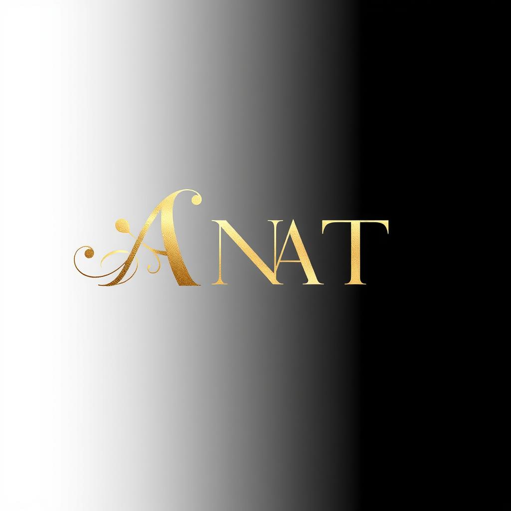 An elegant gold logo design for a luxury nails and makeup brand called 'NAT'
