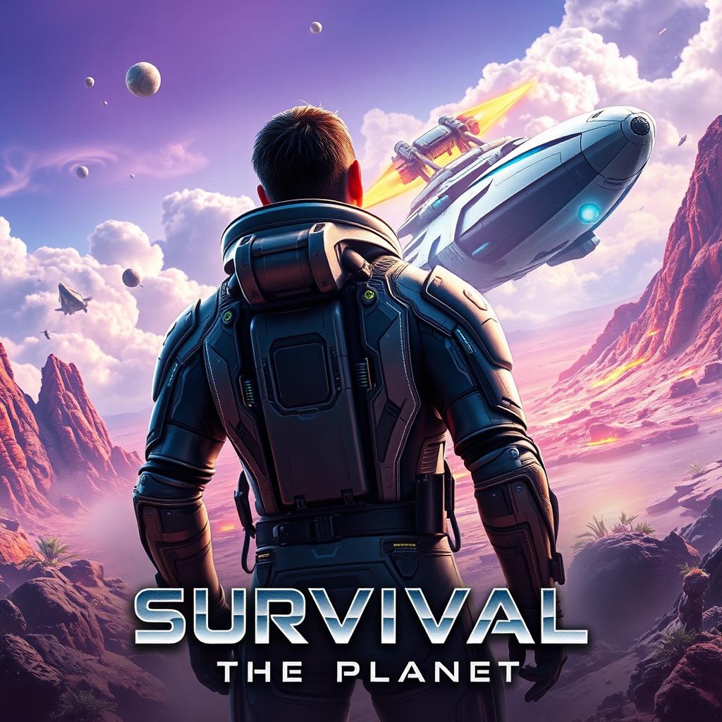 A dramatic video game poster titled 'Survival: The Planet'