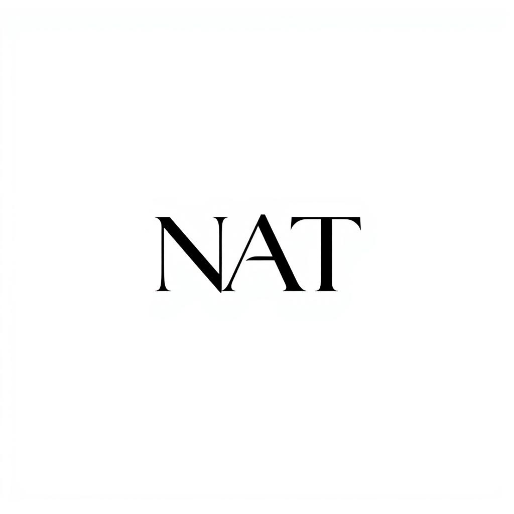 A minimalist monogram featuring the letters "NAT" prominently displayed in a sleek, modern font