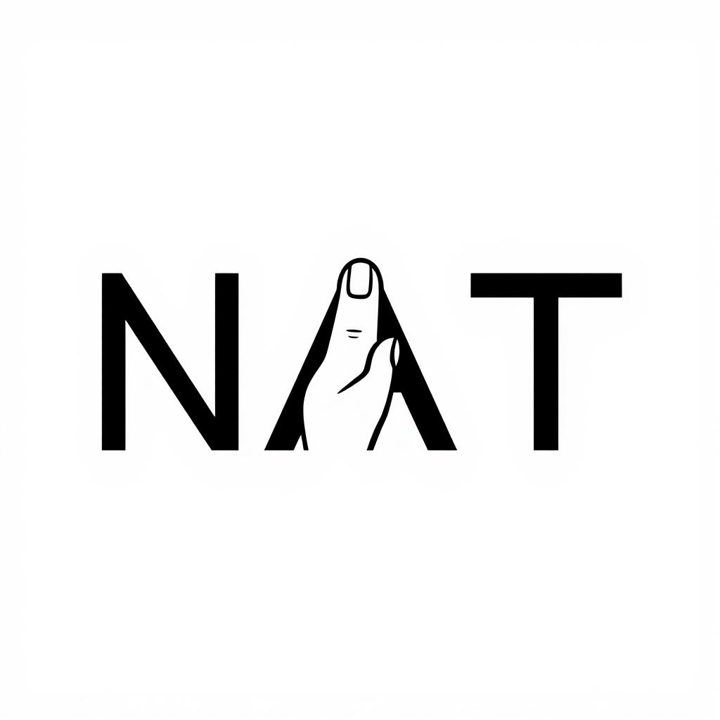 A minimalist monogram design featuring the letters 'NAT' on a white background