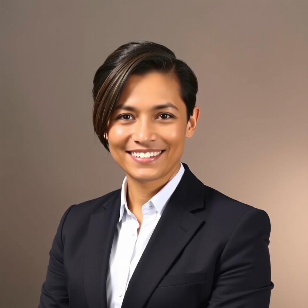 A professional headshot for a CV, featuring a confident individual in a smart suit