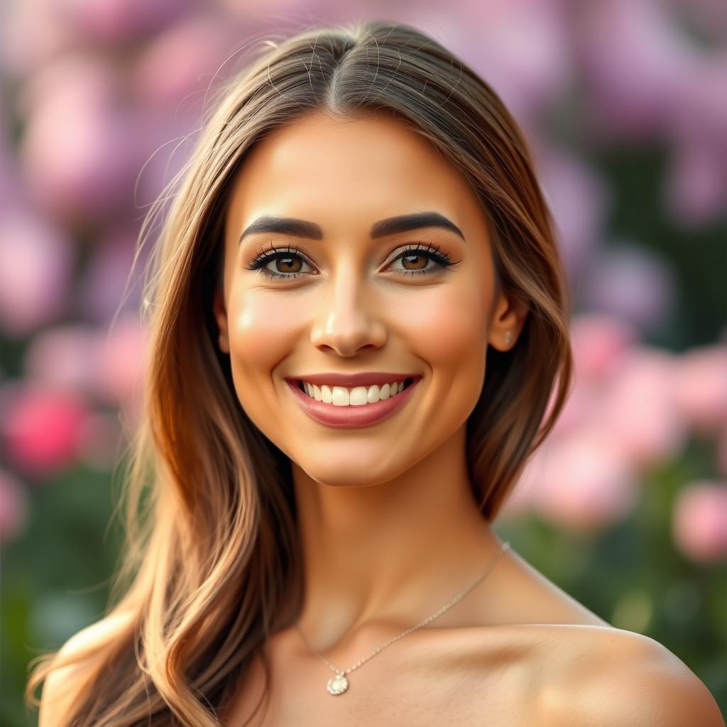 A portrait of a woman with a slightly oval shaped face, showcasing her features elegantly