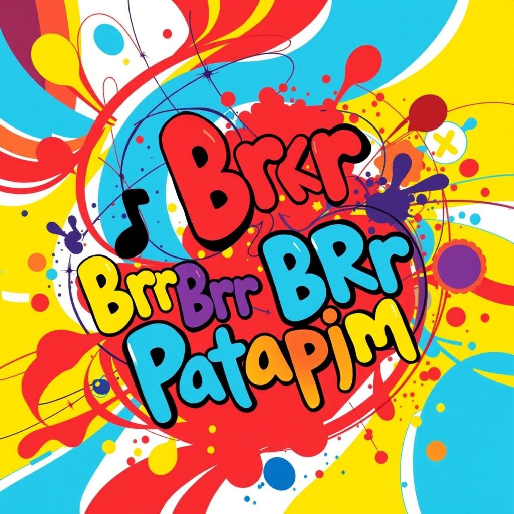 An abstract art piece that visually represents the playful sounds of 'Brr Brr Brr Patapim'