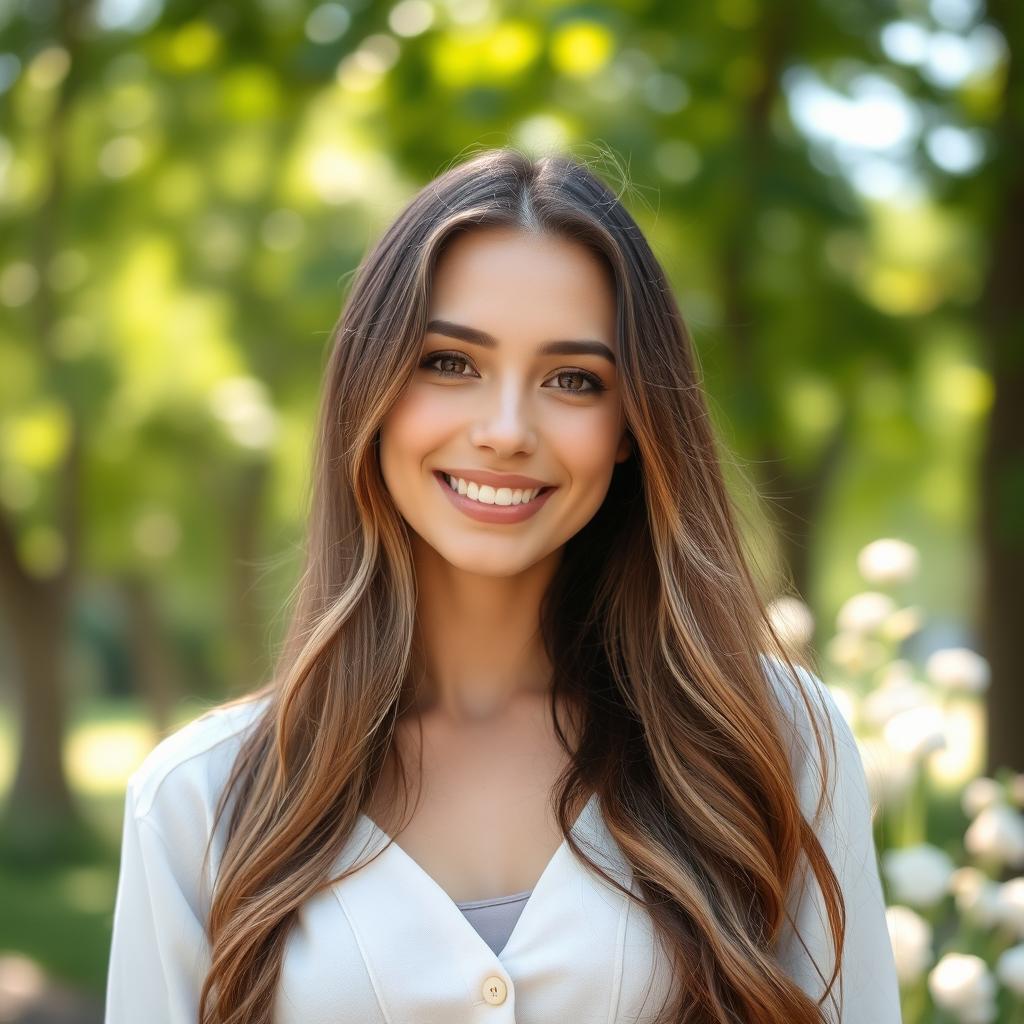 A beautiful, spontaneous, and relaxed portrait of a woman, focusing on her elegant simplicity