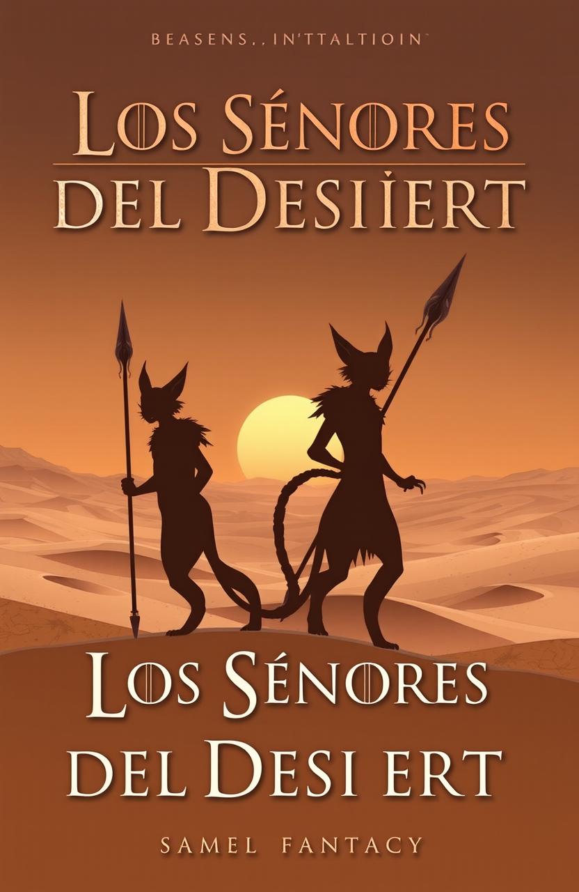 An epic fantasy book cover for the fourth installment titled 'Los Señores del Desierto'