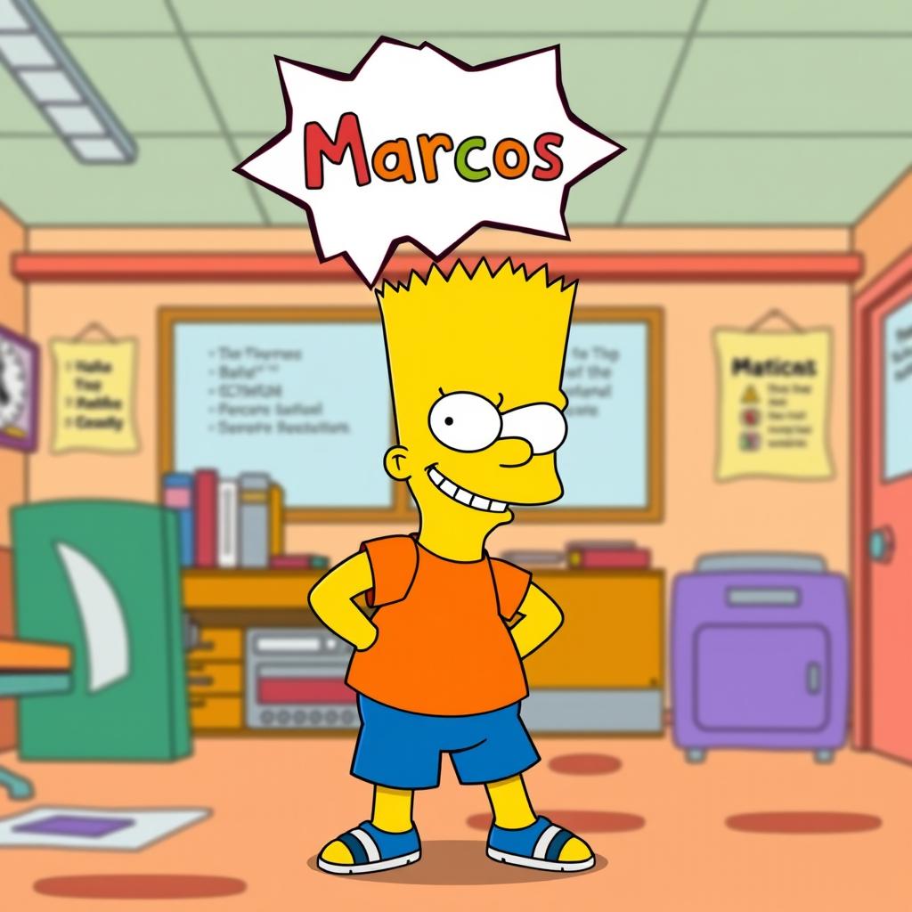 Bart Simpson, the animated character from The Simpsons, depicted in a playful pose with a mischievous grin