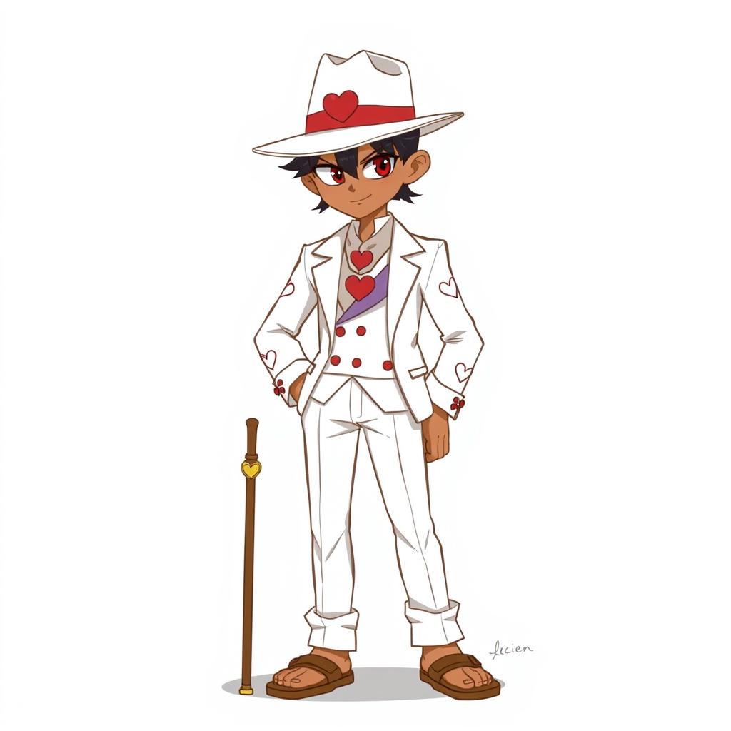 A 2D simple drawing of a character named Lucien, who is 10 feet tall