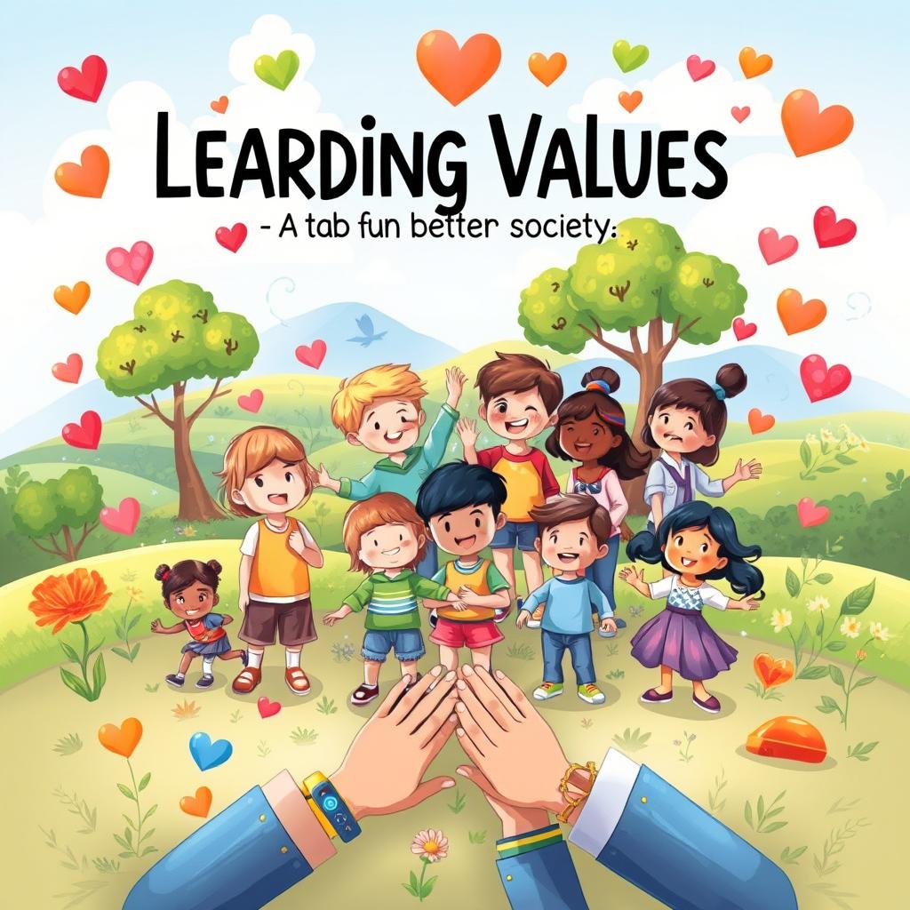A captivating A4 cover illustration reflecting the importance of learning values for building a better society