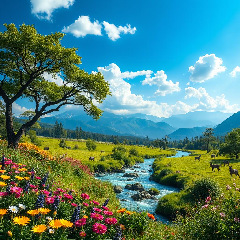 A stunningly beautiful representation of nature and the environment, showcasing a pristine and lush landscape