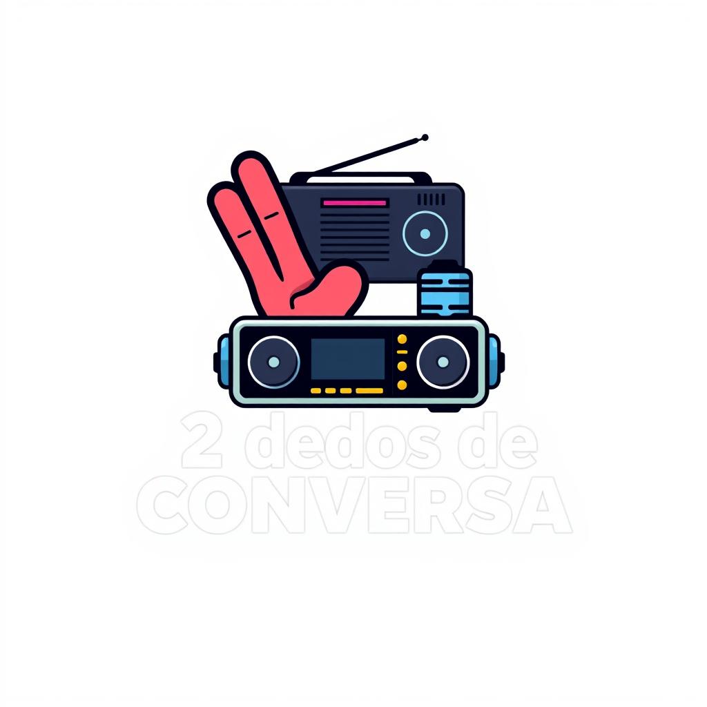A modern and professional logo design featuring the phrase "2 Dedos de Conversa"