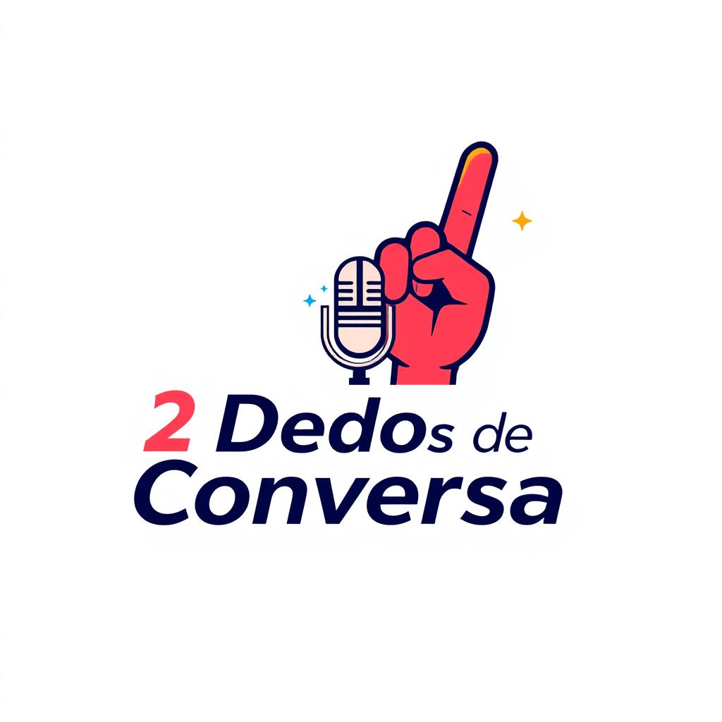 A modern professional logo design featuring two fingers symbolizing conversation, integrated with elements of a microphone and radio