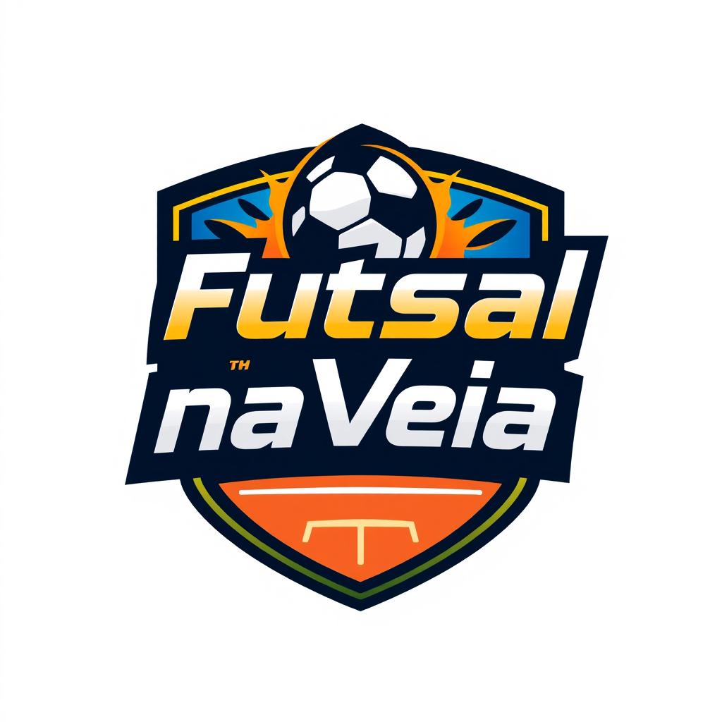 A modern professional logo design for a futsal team named 'Futsal na Veia'