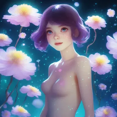 The protagonist's mystical powers materialized in the form of glowing anemones around her body.