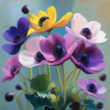 The artist skillfully captured the vibrant colors and graceful movement of the anemones in her painting.